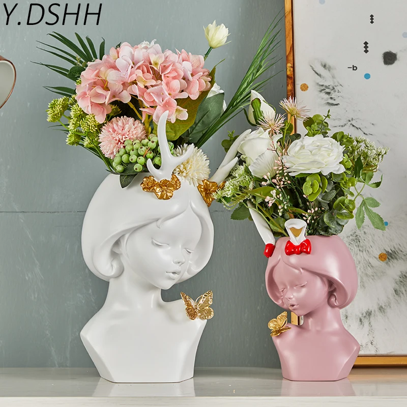 Фото Y.DSHH милая девушка креативный скандинавский стиль полимерная Цветочная ваза для