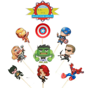 10Sets/lot Avengers/Spider Man/Bat Man/Super Man/Captain America Birthday Party Cupcake Toppers With Sticks Decorate Cake Topper
10Sets/lot Avengers/Spider Man/Bat Man/Super Man/Captain America Birthday Party Cupcake Toppers With Sticks Decorate Cake Topper