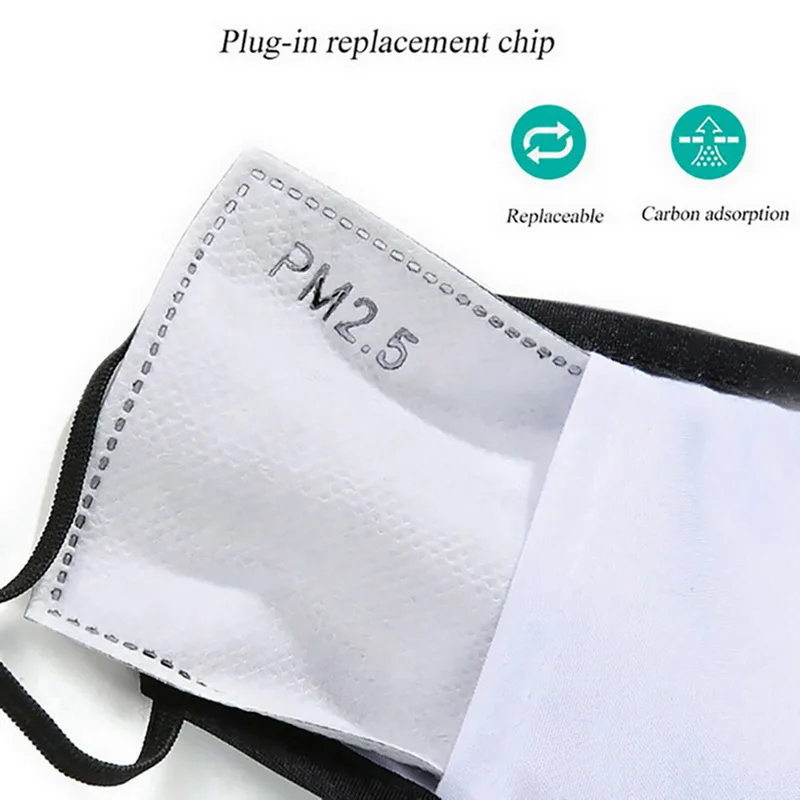 1PCS Skin Care Adult Black Face Cover Unisex Cotton Face Covers For Sports Camping With 10pcs Activated Carbon Pads Instock