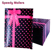

50PCS 4X7'' 6X9'' Small Black Polka Dots Poly Thank You Self Sealing Bubble Mailers Padded Mailing Envelopes Bowknot Design