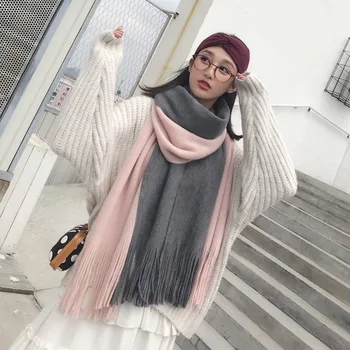 Explosion models Korean imitation cashmere tassel color matching scarf Autumn and winter warm double-sided color matching collar 
Explosion models Korean imitation cashmere tassel color matching scarf Autumn and winter warm double-sided color matching collar