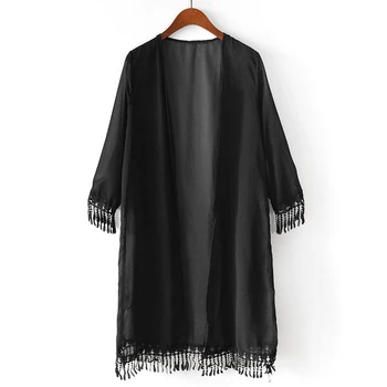 Summer Fashion Beach Solid Color Kimono Shirts Loose Fringe Kimono Cardigan Long Chiffon Blouse Open Cardigans For Women
Summer Fashion Beach Solid Color Kimono Shirts Loose Fringe Kimono Cardigan Long Chiffon Blouse Open Cardigans For Women