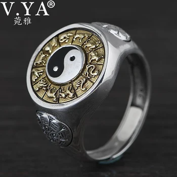 V.YA 925 Sterling Silver Ring Exaggerated Mens Rings Rotatable Jiugong Bagua Twelve Chinese Zodiac Signs Jewelry
V.YA 925 Sterling Silver Ring Exaggerated Mens Rings Rotatable Jiugong Bagua Twelve Chinese Zodiac Signs Jewelry
