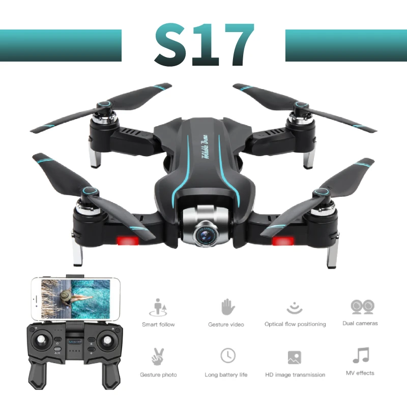 S17 profissional optical flow camera drone 1080p/4K HD WiFi FPV Brush motor propeller Long Battery air RC dron Quadcopter
S17 profissional optical flow camera drone 1080p/4K HD WiFi FPV Brush motor propeller Long Battery air RC dron Quadcopter