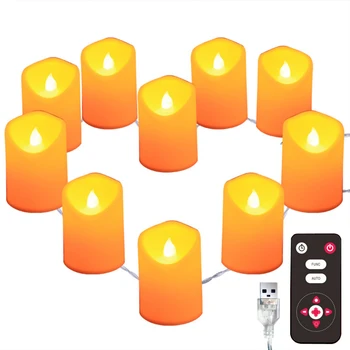 LED Candle String Light Flameless Warm White Bright Tealights USB/Battery Powered with 8key Remote Control Night Lights
LED Candle String Light Flameless Warm White Bright Tealights USB/Battery Powered with 8key Remote Control Night Lights