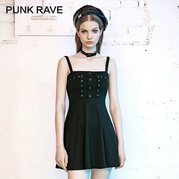 PUNK RAVE Girl's High-waisted Eyelets Slip Dresses Punk A-Line Sleeveless Women Sexy Short Dress 
PUNK RAVE Girl's High-waisted Eyelets Slip Dresses Punk A-Line Sleeveless Women Sexy Short Dress