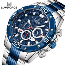 

NAVIFORCE New Mens Business Classic Watches Sport Waterproof Stainless Steel Chronograph Quartz Calendar Clock Relogio Masculino