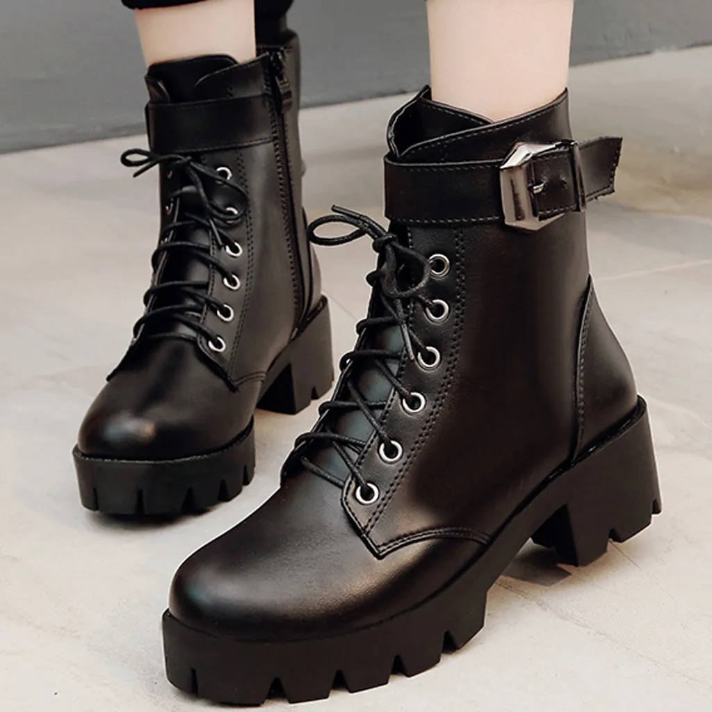 Platform Keep Warm Snow Boots Women's Fashion Leisure Square Heels Short Buckle Shoes woman Lace-Up Zipper Chunky Martin Boots
Platform Keep Warm Snow Boots Women's Fashion Leisure Square Heels Short Buckle Shoes woman Lace-Up Zipper Chunky Martin Boots