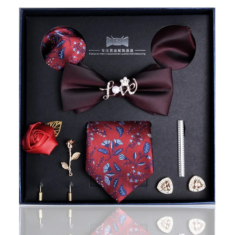 

Tie Men's Business Administration Career 8-piece Gift Box Set Boyfriend Elder Birthday Gift New 7cm Pick-up Men Accessories
