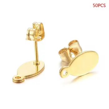 Free shipping 50 Pairs Stainless Steel Blank Stud Earring Bezel Earring Backs Setting for Jewelry Making