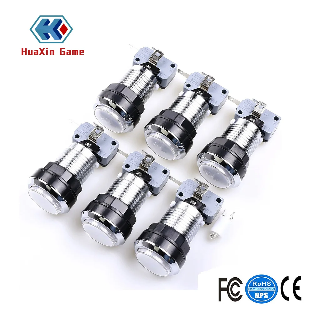 6 Pcs/lots Chrome Illuminated Arcade Button With 5V LED Lamp & Microswitch For Arcade Fighting Games Projects-white
6 Pcs/lots Chrome Illuminated Arcade Button With 5V LED Lamp & Microswitch For Arcade Fighting Games Projects-white