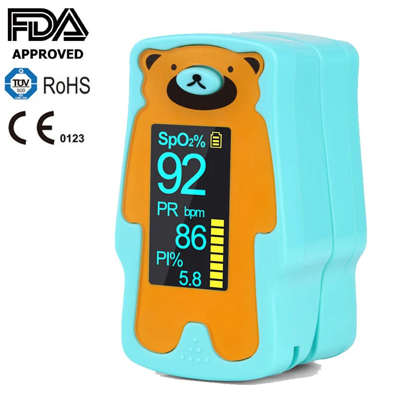 

Cute Bear Fingertip Pulse Oximeter Portable Heart Rate PR SPO2 Child Baby Oxymeter VEE A310C5 Blood Oxygen CE FDA approved