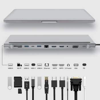 Hot Sale 12in1 Docking Station HDMI USB3.0 Hub 3.5MM VGA For Macbook HP PD SD / TF Docking Station
Hot Sale 12in1 Docking Station HDMI USB3.0 Hub 3.5MM VGA For Macbook HP PD SD / TF Docking Station
