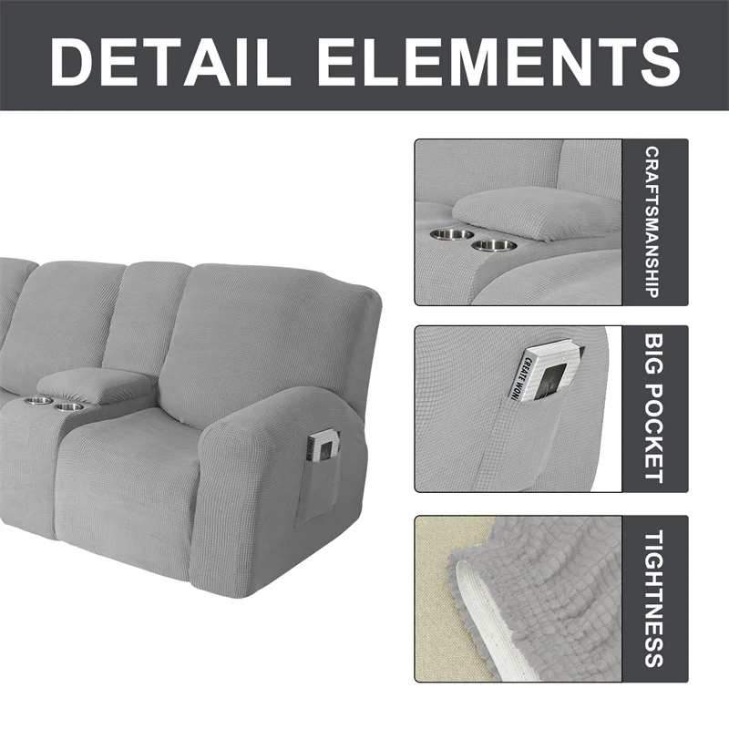 Housse extensible pour fauteuil inclinable 3 places, avec porte-gobelet, en polaire, pour salon Housse extensible pour fauteuil inclinable 3 places, avec porte-gobelet, en polaire, pour salon