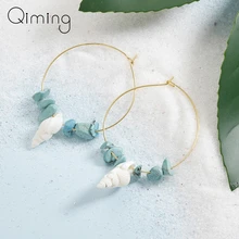 Bohemian Natural Cowrie Shell Brincos De Argola Para As Mulheres Concha de Ouro Círculo Grande Brinco Pendientes Brincos Pérola Jóias Boho 2019(China)