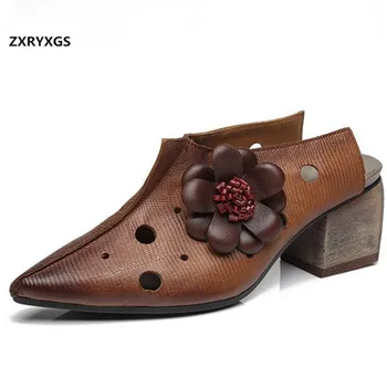 2020 Famous Summer Top Cowhide Leather Sandals Flowers Pointed Sandals Classic Fashion Slippers Woman Shoes High Heel Sandals
2020 Famous Summer Top Cowhide Leather Sandals Flowers Pointed Sandals Classic Fashion Slippers Woman Shoes High Heel Sandals