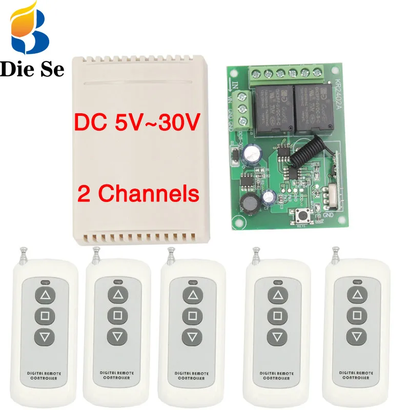 433Mhz Remote Control System Long Range Wireless Smart Switch DC 5V~30V 2CH rf Relay Receiver board and Transmitter for garage
433Mhz Remote Control System Long Range Wireless Smart Switch DC 5V~30V 2CH rf Relay Receiver board and Transmitter for garage