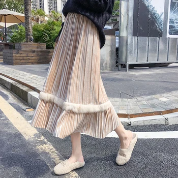 New Autumn Winter Vintage Patchwork Rabbit Hair velvet skirt Women Elegant High Waist Party Skirts Mid-Calf pleated Skirt Mw888
New Autumn Winter Vintage Patchwork Rabbit Hair velvet skirt Women Elegant High Waist Party Skirts Mid-Calf pleated Skirt Mw888