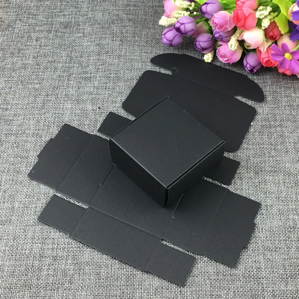 

200pcs/lot High Quality black Plain Kraft Paper Handmade Soap Cupcake Packing Pack Paper Box Party Wedding Gift Package Box