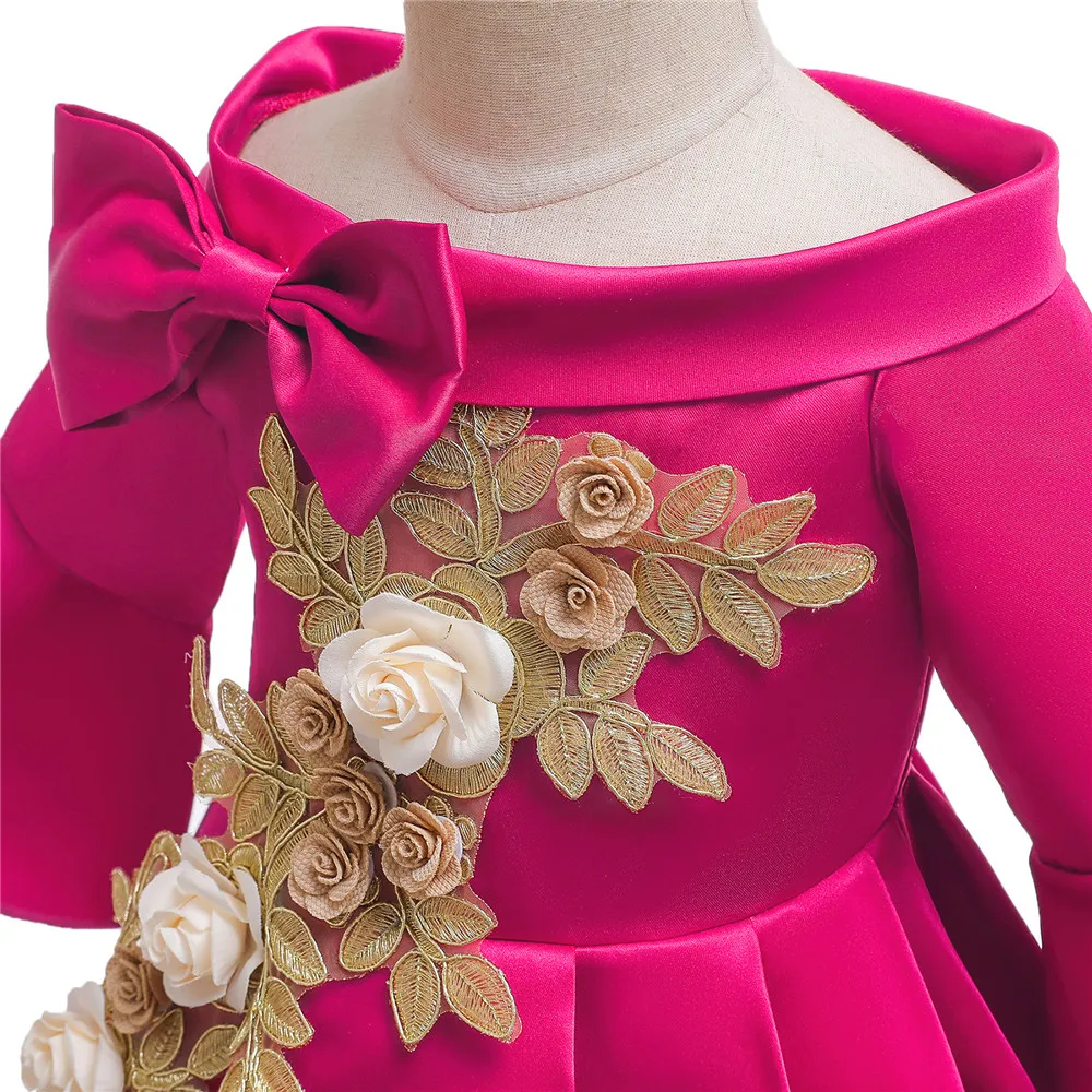 Flower Girls Dresses New Christmas Princess Dress Cute Kids Wedding Party Prom Gown Formal Children Clothing For Girls 10 Years (16)