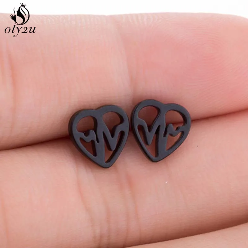 Oly2u Fashion Medical ECG Heartbeat Stud Earrings for Women Nurse Black Stainless Steel Earings Jewelry Heart Earing bijoux 
Oly2u Fashion Medical ECG Heartbeat Stud Earrings for Women Nurse Black Stainless Steel Earings Jewelry Heart Earing bijoux