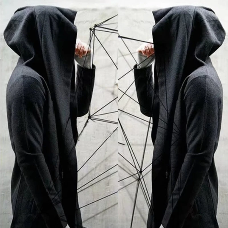 Men coat Gothic Steampunk Wizard Hooded Coat Cloak Outwear Casual Black Fashion autumn casual cardigan Men coat Gothic Steampunk Wizard Hooded Coat Cloak Outwear Casual Black Fashion autumn casual cardigan