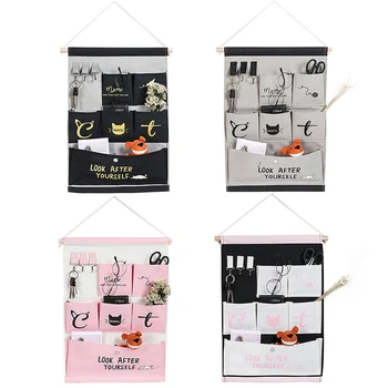 Six Pockets Multi-function Linen Fabric Wall Door Hanging Storage Case Organizer Pockets Bag With Kitten Patterns
Six Pockets Multi-function Linen Fabric Wall Door Hanging Storage Case Organizer Pockets Bag With Kitten Patterns