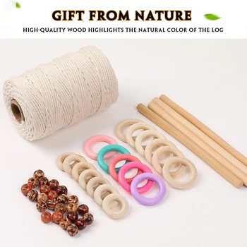 Macrame Cord Kit 3mm Natural Cotton Rope Wood Rings Beads Sticks For DIY Handmade Teether Tying Thread Wall Hanging Plant Hanger
Macrame Cord Kit 3mm Natural Cotton Rope Wood Rings Beads Sticks For DIY Handmade Teether Tying Thread Wall Hanging Plant Hanger
