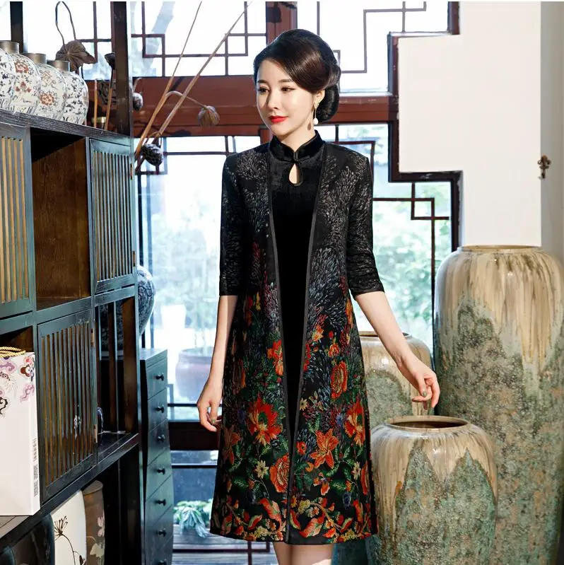Cheongsam Aodai for Middle aged elderly elegant female Mid-long short-sleeved velvet two-piece suit Audi cheongsam dress amaze
Cheongsam Aodai for Middle aged elderly elegant female Mid-long short-sleeved velvet two-piece suit Audi cheongsam dress amaze