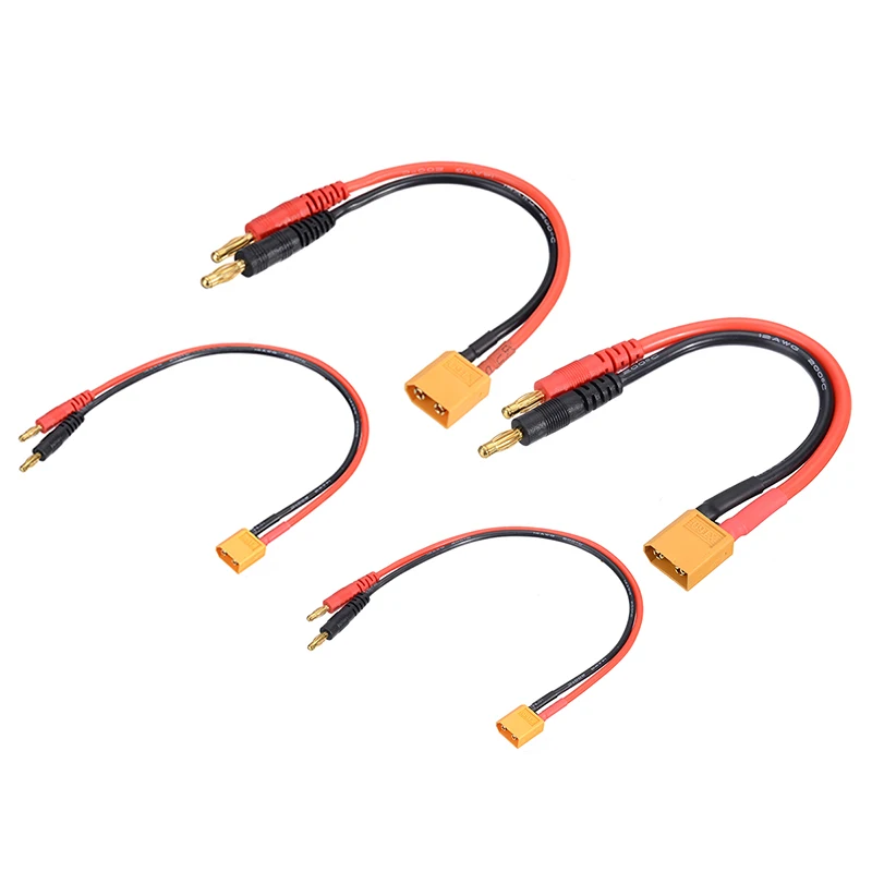1pcs XT60 Male to 4mm Plug Connectors Line 12AWG/14AWG Charging Cable 15cm/30cm Lithium Battery Balance Charging Adapter Line