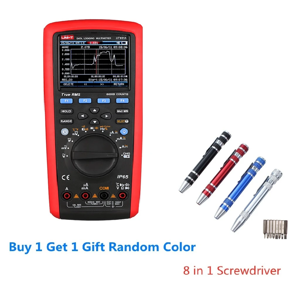 UNI-T UT181A True RMS Datalogging Multimeters 0.1% Test Accuracy Smart Phone/PC Software,Trend Capture Function IP65 Waterproof
UNI-T UT181A True RMS Datalogging Multimeters 0.1% Test Accuracy Smart Phone/PC Software,Trend Capture Function IP65 Waterproof