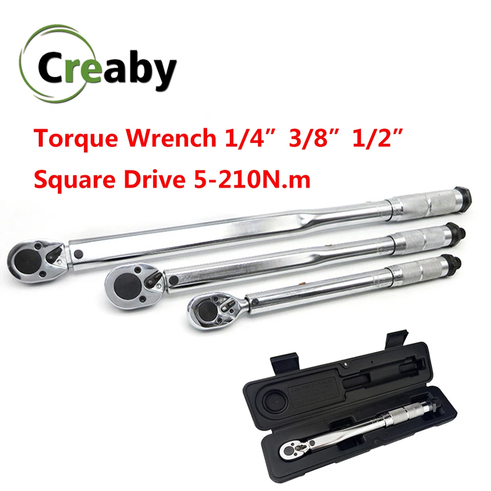 

Torque Wrench 1/4" 3/8"1/2" Square Drive 5-210N.m Two-way Precise Ratchet Wrench Repair Spanner Key Hand Tools With Box