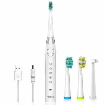 Fairywill Sonic Electric Toothbrush IPX7 Waterproof 5 Mode Smart Timer USB Rechargeable 3 Replacement Toothbrush Heads FW508
Fairywill Sonic Electric Toothbrush IPX7 Waterproof 5 Mode Smart Timer USB Rechargeable 3 Replacement Toothbrush Heads FW508
