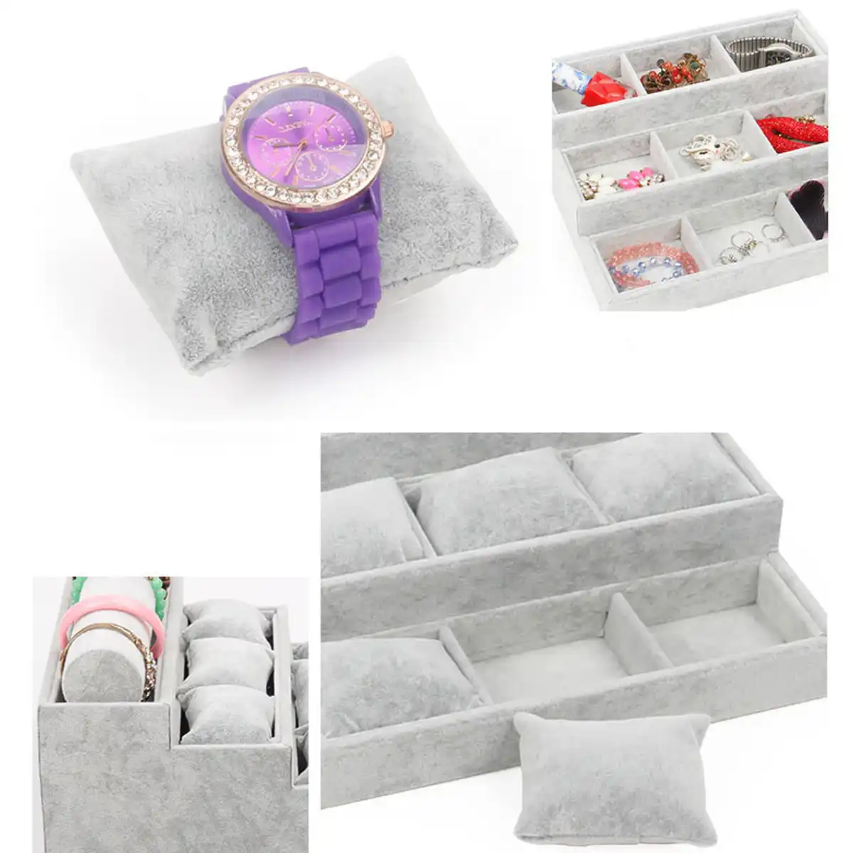 jewelry bracelet watch velvet display storage case box tray