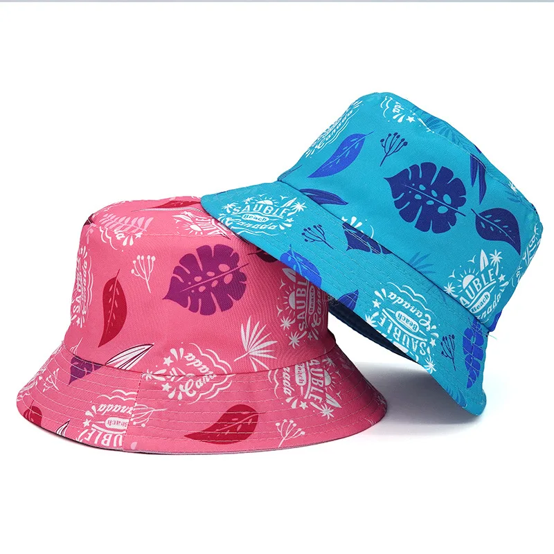 

New printed fisherman hat sunshade double-sided leisure basin hat ladies all-match bucket hat student travel hat