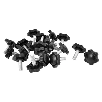 Knobs with star-shaped head and male thread M6x16mm, diameter 25mm, pack of 20
Knobs with star-shaped head and male thread M6x16mm, diameter 25mm, pack of 20