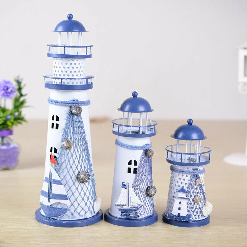 

Mediterranean Style Electronic Lighthouse Color Change LED Lighthouse Lantern Light Lamp Decor LBShipping