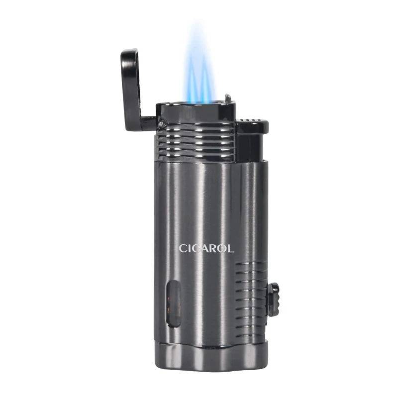 Torch Lighter Cigar Lighter, Windproof Adjustable Triple Jet Flame Lighter, Refillable Butane Cigarette Lighter With Punch -
Torch Lighter Cigar Lighter, Windproof Adjustable Triple Jet Flame Lighter, Refillable Butane Cigarette Lighter With Punch -