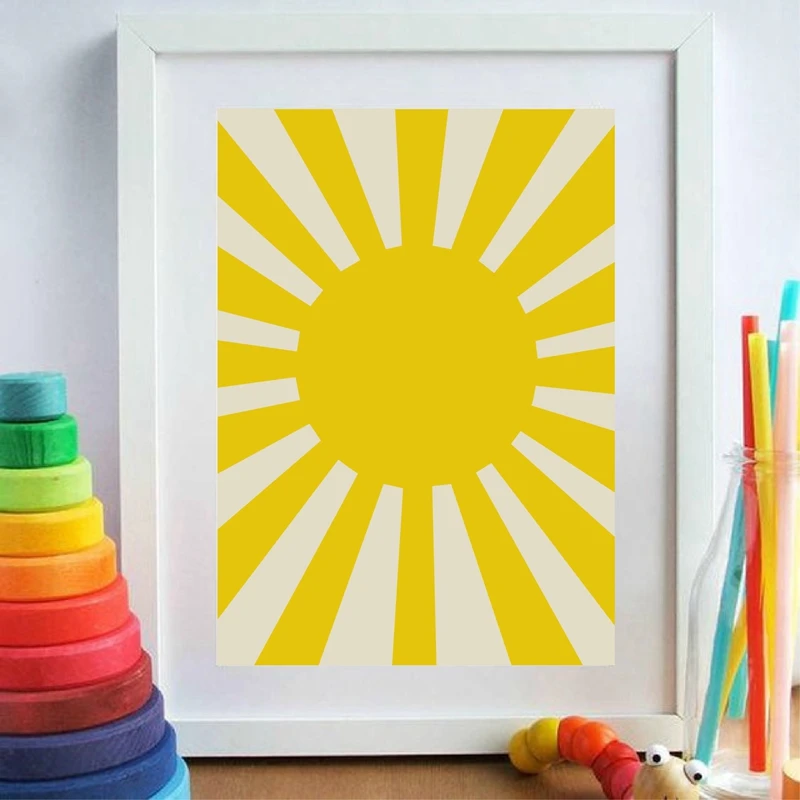 Yellow Art Print Sun Poster Nursery Wall Decor