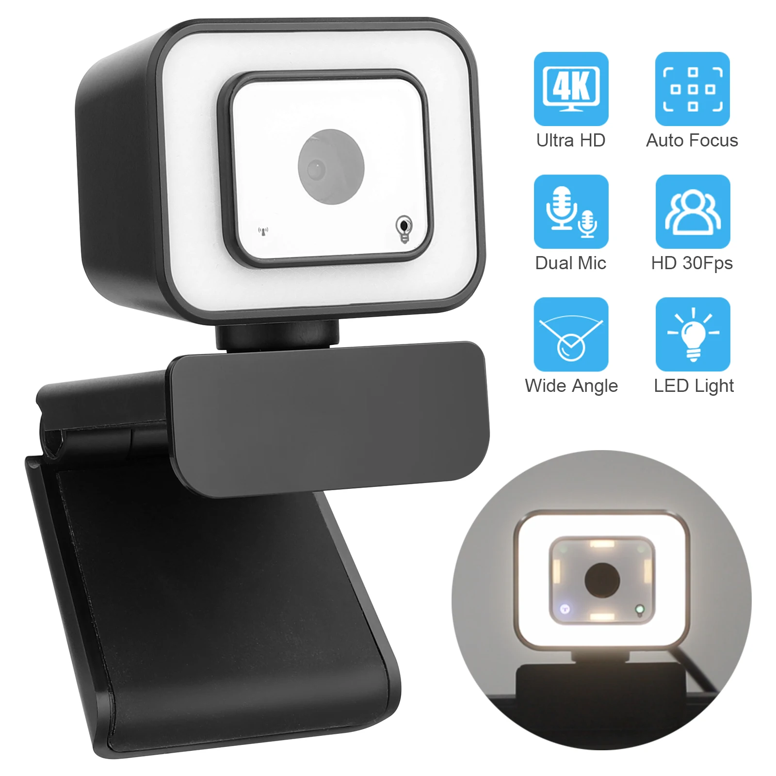 Computer Webcam HD 8K 1080P Auto Focus Web Webcam With Fill Light, with Microphone for Live Broadcast Video Calling Conference
Computer Webcam HD 8K 1080P Auto Focus Web Webcam With Fill Light, with Microphone for Live Broadcast Video Calling Conference