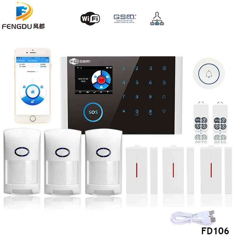 CS108 APP Control WiFi+GSM+GPRS Home Safety Burglar Alarm System LCD Touch Keyboard WIFI GSM Alarm System Sensor Kit
CS108 APP Control WiFi+GSM+GPRS Home Safety Burglar Alarm System LCD Touch Keyboard WIFI GSM Alarm System Sensor Kit