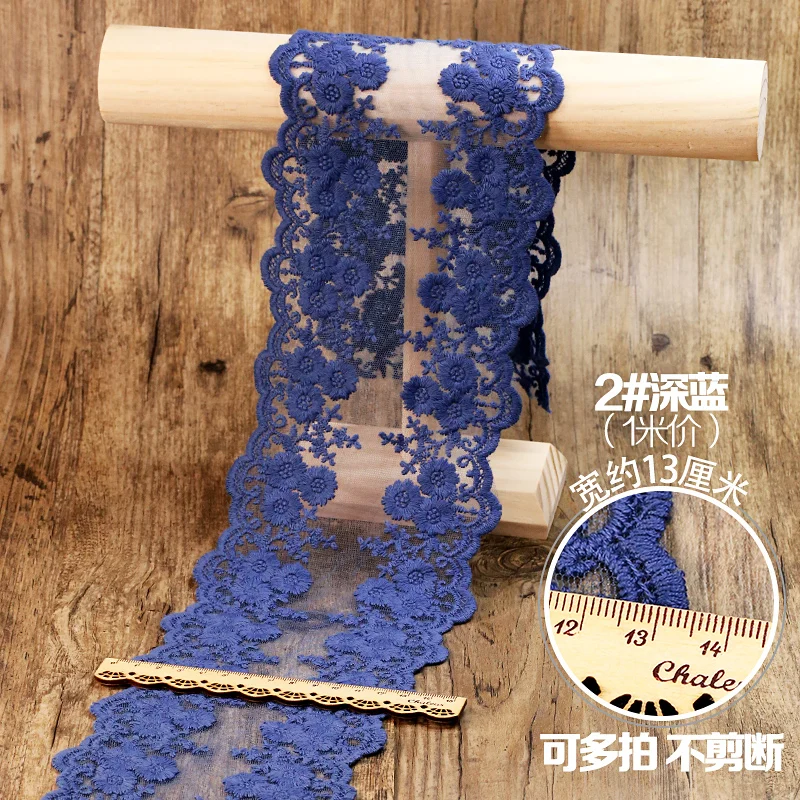 Description Picture 3 of item1Meter Mesh Floral Embroidered Lace Ribbon DIY Apparel Sewing & Fabric 12cm Width Handmade Crafts Supplies Cotton Lace Trim