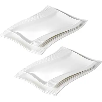 MALACASA Amparo 4-Piece Ivory White Porcelain Dinner Plate Set with 11"&13.25" Rectangular Ceramic Dessert Plate Salad Dishes
MALACASA Amparo 4-Piece Ivory White Porcelain Dinner Plate Set with 11"&13.25" Rectangular Ceramic Dessert Plate Salad Dishes