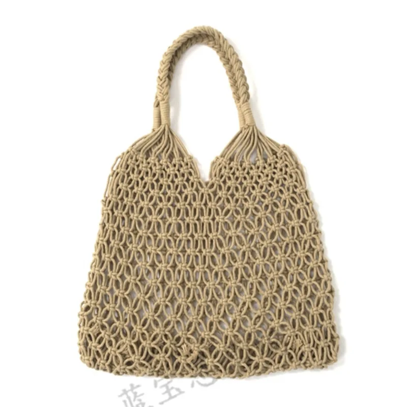 

Hot Woven Bag Fashion Simple Hollow Beach Bags Women Straw Bag Vintage Knitted Tote Bags Handbag