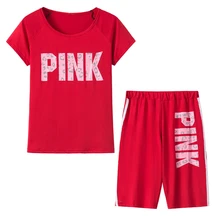 Casual Pink Letter Print Women Two Piece Set New Summer Rompers Sexy Striped T-Shirts And Skinny Pants 2pcs Outfits
Casual Pink Letter Print Women Two Piece Set New Summer Rompers Sexy Striped T-Shirts And Skinny Pants 2pcs Outfits