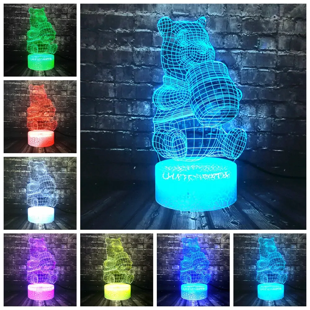 cartoon table light 7 color change 3d visual led decor room girl