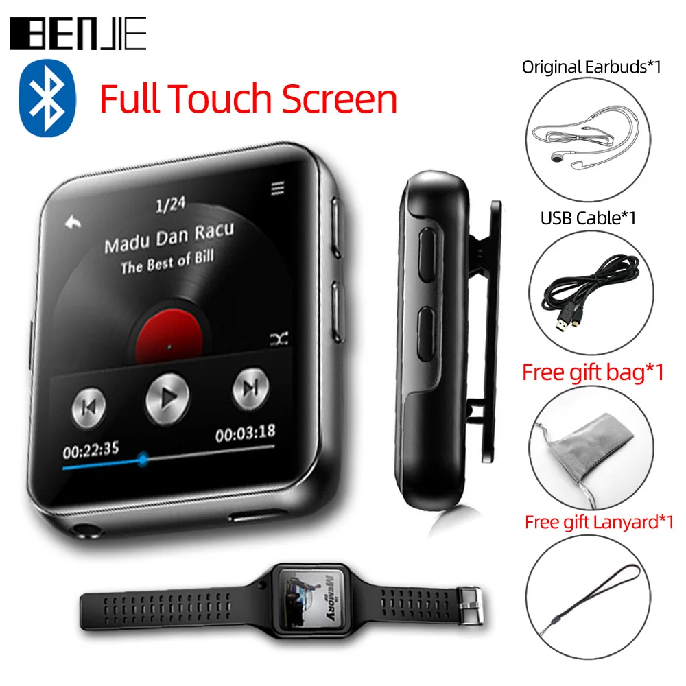 Bluetooth MP3 плеер BENJIE K1 с сенсорным экраном портативный аудио 8 ГБ 16 мини музыкальный