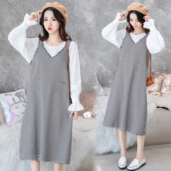 9580# 2PCS/Set Houndstooth Plaid Maternity Long Dress White Blouses Sets Autumn Sweet Loose Clothes for Pregnant Women Pregnancy
9580# 2PCS/Set Houndstooth Plaid Maternity Long Dress White Blouses Sets Autumn Sweet Loose Clothes for Pregnant Women Pregnancy