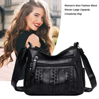 Weave Crossbody Handbags Women Solid PU Leather Multi Pocket Shoulder Messenger Bags Large Capacity Multi-layer Soft Bag 
Weave Crossbody Handbags Women Solid PU Leather Multi Pocket Shoulder Messenger Bags Large Capacity Multi-layer Soft Bag