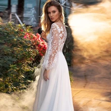 Long Puff Sleeved Lace Design Wedding Dresses Beach Lining Bohemia Rustic Button Bridal Gown Customization
Long Puff Sleeved Lace Design Wedding Dresses Beach Lining Bohemia Rustic Button Bridal Gown Customization